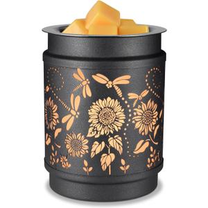 kobodon Wax Melt Warmer Metal Wax Warmer for Scented Wax Electric Fragrance Candle Oil Burner 2 in 1 Wax Melts as Gifts for Moms Grandma Women Girls(Sunflower)