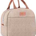 Lunch Bag for Women & Men Adult Insulated Lunch Box, Small Leakproof Cooler Food Lunch Containers Reusable High Capacity Lunch Tote Bags for Work, Travel, Outdoor (Khaki)