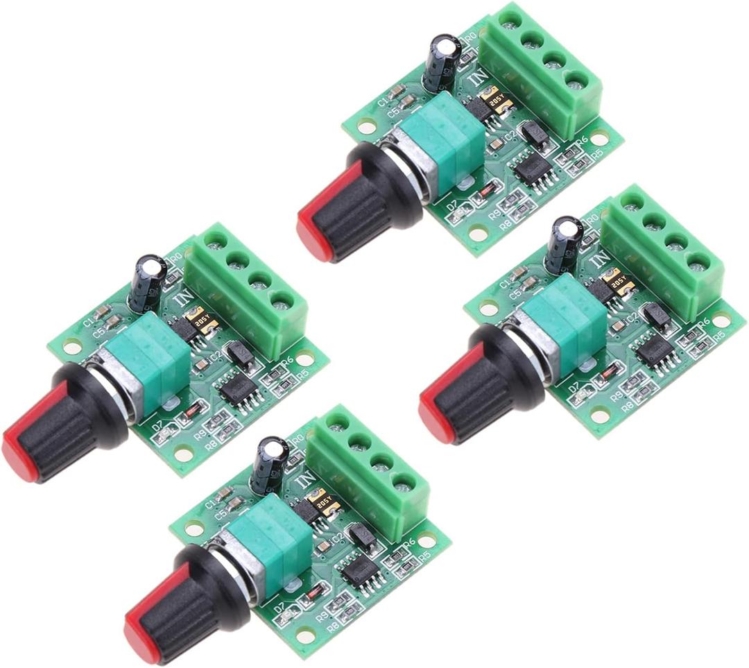 Low Voltage DC Motor Speed Controller 1.8v 3v 5v 6v 7.2v 12v 2A 30W PWM 1803BK Adjustable Driver Switch with Speed Control Knob(4 Pack)