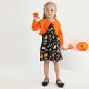 Patgoal Kid Toddler Girl Fall Dress+Cardigan 2 Piece Pumpkin Sleeveless Dress and Cardigan Set Halloween Thanksgiving Outfits (Orange)