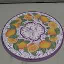 50 Pack Lemon Paper Placemats Disposable 50 Pack 13.7 Inch Cyan Blue Tiles Lemon Fruit Round Place Mats Summer Table Mats for Kitchen Dining Party Decoration (Mats Only)