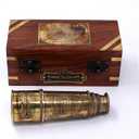 Handcrafted Brass Maritime Telescope With Wooden Box (Style 5)