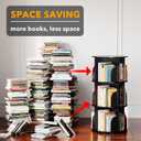 SpaceAid 3 Tier Rotating Bookshelf Tower, Spinning Bookcase Lazy Susan, Revolving 360 Book Shelf Storage Round Carousel, Vertical Rotate Turning Spiral Corner Organizer, Black, 3 Tier, 37.8" H