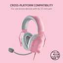 Razer BlackShark V2 X Gaming Headset: 7.1 Surround Sound - 50mm Drivers - Memory Foam Cushions - for PC, PS4, PS5, Switch - 3.5mm Audio Jack - Quartz Pink