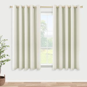 KOUFALL Small Window Curtains 45 Inch Length for Kitchen,2 Panels Set Blackout Grommet Short Room Darkening Shades Blinds for Bedroom Windows Nursery,60 Wide,Cream Off White Ivory Beige, 60"W x 45"L (Pack of 2), Cream Beige