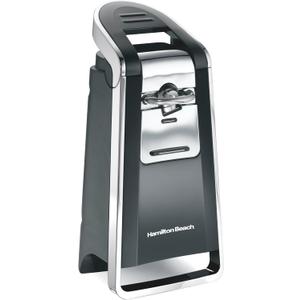 Hamilton Beach Smooth Touch Electric Automatic Can Opener with Easy Push Down Lever, Eliminates Sharp Edges, Opens All StandardSize and PopTop Cans, Extra Tall, Black and Chrome (76606AG)