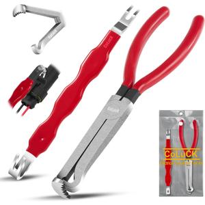2Pcs Electrical Disconnect Pliers, Electrical Connector Pliers, Electrical Plug Removal Tool Electrical Connector Removal Tool, Automotive Electrical Terminal Connector Separator Removal Tool for Car (Red)