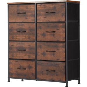 Sweetcrispy Dresser for Bedroom with 8 Drawers, Large Storage Tower | Fabric Chest of Drawers with Metal Frame Wooden Top for Closet, Living Room, Entryway, Tank