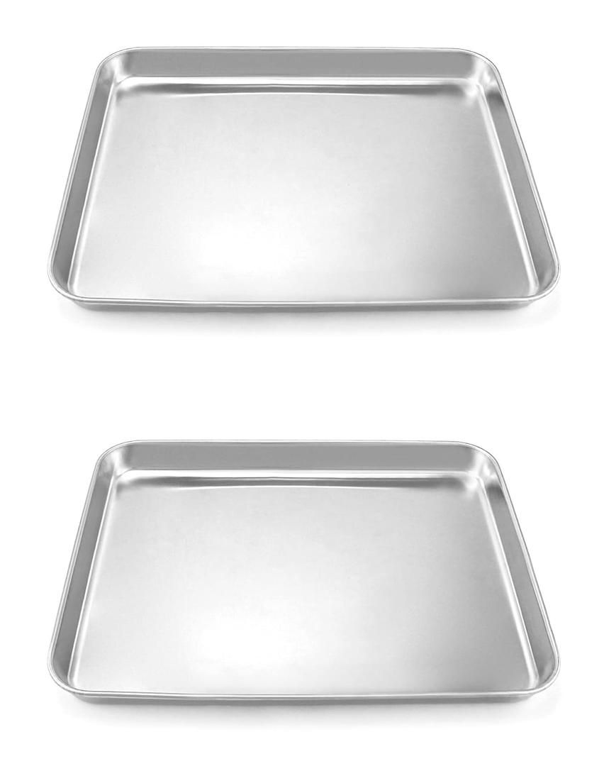 QWORK Stainless Steel Surgical Tray, for Medical Instruments, Tattoo, Surgical Supplies, 12 3/16 x 9 7/16 x 1 inch, 2 Pack
