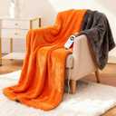 Heated Blanket Electric Blanket Heating, Dual Control Soft Ribbed Faux Fur Electric Blanket with 12 Heat Levels 12H Timer ETL FCC Certified Machine Washable (Orange, Single - 50" x 60")