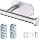 2 x Toilet Paper Holder, Self-Adhesive or Drilling Optional SUS 304 Stainless Steel Wall Mounted Brushed Silver Toilet Tissue Holder for Bathroom, RV