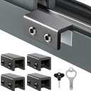 Window Locks Black, 4 Sets Sliding Security Window Lock with Key for Vertical & Horizontal Sliding Windows & Sliding Doors, Adjustable Window Locks Security Window Stoppers for Patio Bedroom Home