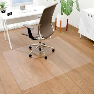 100pointONE Office Chair Mat for Hardwood Floors, Easy Glide Floor Mat for Office Chair, Clear Desk Chair Mat for Rolling Chairs 48" x 60", 60" x 48" Rectangle