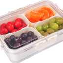 AIERSA Snackle Box Container - 4 Compartment Snack Box with Lid, Divided Serving Tray for Picnic, Charcuterie Board, Fruit & Veggie Tray (9.37"x6.57"x2.75"-4 Compartments)