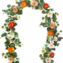 5.74 FT Artificial Poppies Flower Garland, Floral Garland Greenery Vines with Eucalyptus Hanging Flowers Vines for Home Wedding Mantle Table Outdoor Decor (Mixed Colors)