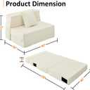 JKMAX Twin Size Folding Sofa Bed - 4 in 1 Convertible Sleeper Chair with Pillow - High Density Memory Foam Futon Couch - Foldable Bed for Living Room Bedroom (Beige)