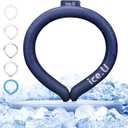 Auto-Freezing Ring  27C / 80F Neck Cooler for Hot Weather, Reusable Cooling Tube Wrap for Sports, Travel, Commuting, Office, and Outdoor Heat Relief (Classic Navy)