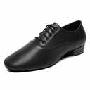 Men's Ballroom Dance Shoes Black Leather Sole Tango Salsa Latin Character Shoe (9.5 / Black)