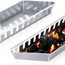 Zorestar Stainless Steel Charcoal Grilling Basket Holder, Set of 2 (15.16x4.33x2.95 Inch) For BBQ, Fish, Veggies - Durable Griller Tray, Weber Kettle Compatible