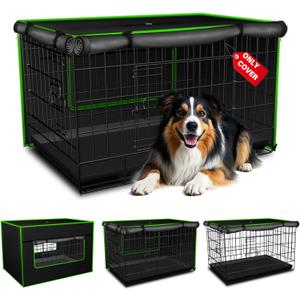 Dog Crate Cover - Anxiety Relief Sanctuary for 48 inch Crates, Professional Grade Thermal Insulation with Optimized Breathable Panel Design (Black - Opaque Window - 600D Basic)