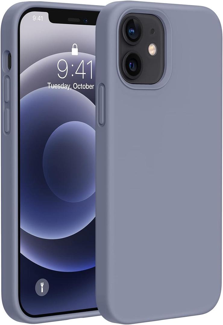 Miracase Compatible with iPhone 12 Case and iPhone 12 Pro Case, Liquid Silicone Gel Rubber Full Body Protection Shockproof Drop Protection Phone Case for iPhone 12/12 Pro 6.1 inch, Lavender Gray