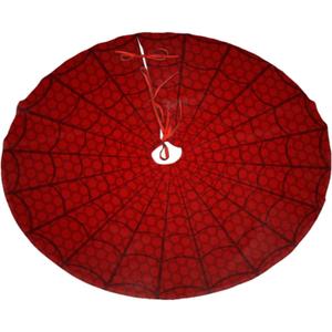 Halloween Red Spider Web Christmas Tree Skirt 30" Winter Holiday Tree Mat Decoration