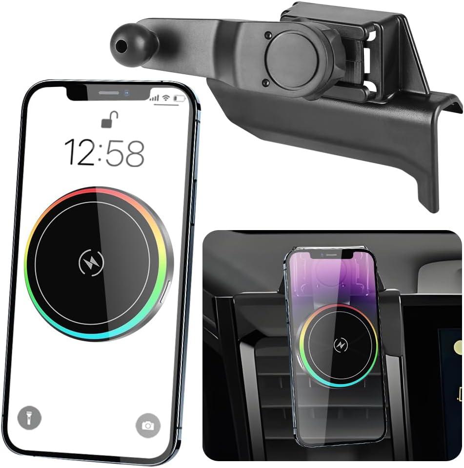 Car Magnetic Phone Mount for Chevrolet Chevy Silverado 1500 2022 2023 2024 2025 2026 and 2500HD 3500HD 2024-2025 [NOT Fit Work Truck.Custom] Auto Accessories Cellphone Holder Fast 15W Wireless Charger