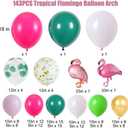Flamingo Tropical Balloon Arch Kit for Luau & Pool Party Decorations - 143pcs Hawaiian Theme Pink Flamingo Balloons Garland Hot Pink Dark Green Aloha Summer Beach Birthday Supplies