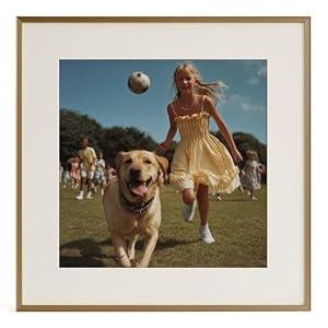 FOLKOR LIFE 16x16 Metal Picture Frame with Mat for 12x12, Antique Brass
