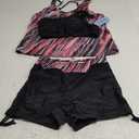 Yonique 3 Piece Womens Tankini Swimsuits with Shorts Athletic Bathing Suits Tank Tops with Bra and Boyshorts Pink Striped Medium
