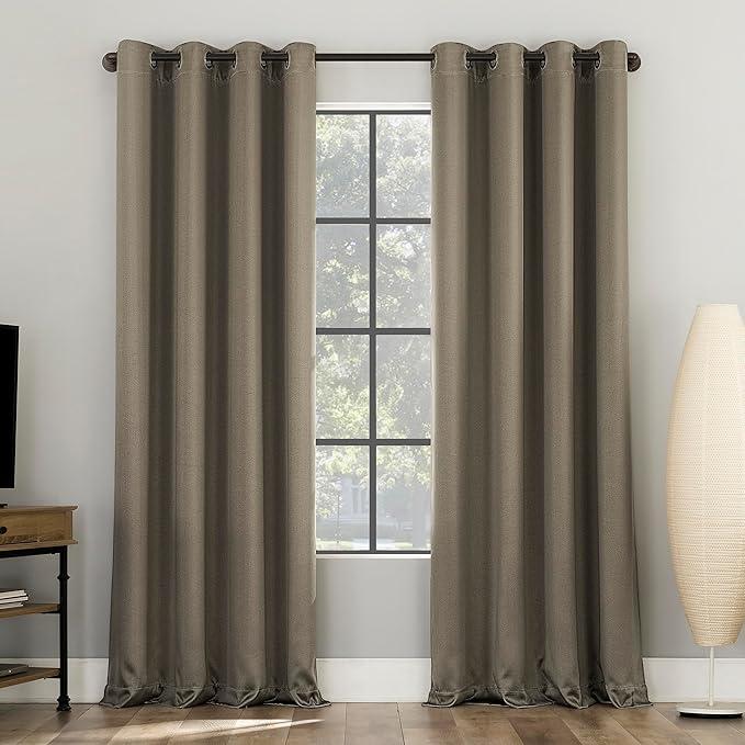 1-Pack Theater Grade Noise Reducing Extreme 100% Blackout Grommet Curtain Panel Pair, 100x 86In Mushroom Brown 1-Pack Theater Grade Noise Reducing Extreme 100% Blackout Grommet Curtain Panel Pair, 100x 86In Mushroom Brown