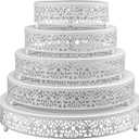 Wenqik 5 Pcs Metal White Cake Stand,16/14/12/10/8 in Round Cake Holder