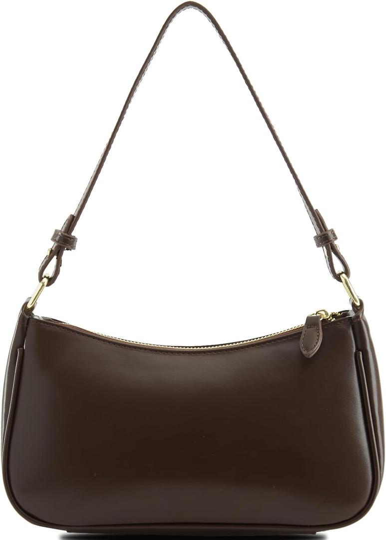 Small Shoulder Bag for women Clutch Purse Handbag with 2 Removable Straps and Zipper Closure Crossbody Bags (Coffee)