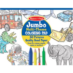 Melissa & Doug Jumbo 50-Page Kids' Coloring Pad - Space, Sharks, Sports, and More