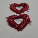 16 Inch Valentine Heart Shaped Wreaths Red Tinsel Heart Shaped Wreaths with Foil Hearts Love Hanging Sign for Valentine's Day Wedding Front Door Wall Window Mantel Decor (2)