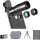 Phone Camera Lens Kit Upgraded Version Telephoto 28X Wide Angle 0.6X Macro 20X Fisheye 198° for