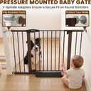 Mumeasy 29.7-46" Baby Gate for Stairs, Auto Close Dog Gate for Doorways | Dual Lock System, Pressure Mounted Walk Through Pet Gate, Extra Wide Metal Child Safety Gate, Mom's Choice Awards Winner