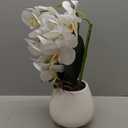 Orchid Artificial Orchids Flowers with Vase White Phalaenopsis Plant Silk Faux Orchids Fake Flowers Arrangements for Home Decoration Living Room Office Bedroom Bathroom Kitchen Dining Room