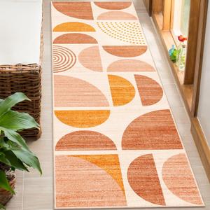 MUJOO Boho Runner Rug Washable,2x6 Area Rugs for Hallways Kitchen Bathroom Bedroom Entryway,Non Slip Carpet Long Mat Indoor,Soft Modern Abstract Bohemian Orange (Orage and Beige)