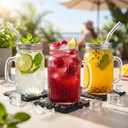 DaYammi Mason Jars with Lids and Straws, 6 Pack 16 Oz Glass Cups for Cold Beverages, Juice, Smoothies, Iced Coffee, Cocktails Leak-Proof Drinking Glasses with Sealed & Straw Lids, Clear