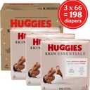 Huggies Size 1 Diapers, Skin Essentials Baby Diapers, Size 1 (8-14 lbs), 198 Count (3 Packs of 66)