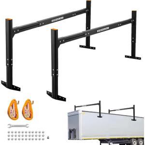 800 lbs Capacity Aluminum Trailer Ladder Rack,Cargo Box Truck Ladder Rack,Adjustable 6FT to 8.2FT Trailer Roof Ladder Rack with 2 Straps for Universal Enclosed Trailers and Open Trailers (Black)