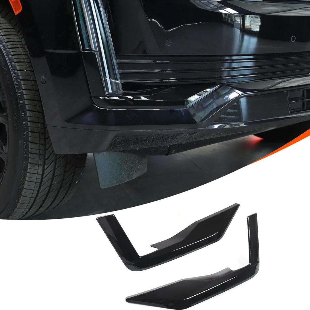 Car Front Bumper Bottom Corner Trim Compatible with Cadillac Escalade 2021 2022 2023 2024 2025,ABS Material Anti Scratch Front Bumper Side Grille Cover Trim Accessories (Black)