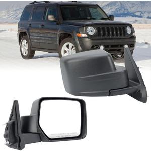 Right Passenger Side Mirror Compatible with Jeep Patriot 2007-2017 Manual Non-Heated Replacement For CH1321281 | 5155456AK (Black)