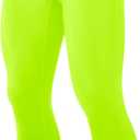 Moozava Mens Compression Pants Running Leggings Spandex Gym Workout Tights Athletic Sport Base Layer Cycling Football Soccer (Small, Neon Yellow)