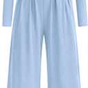 PRETTYGARDEN Jumpsuits for Women Dressy Casual 2026 Fall One Piece Outfits Long Sleeve Wide Leg Pants Romper Fashion Clothing (XX-Large, Light Blue)
