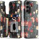 LETO for Samsung Galaxy A15 5G Wallet Case - Flip Folio Leather Kickstand - Credit Card Holder - Fashionable Flower Designs - Protective Phone Cover for Women and Girls - 6.5" - Pink Red Roses