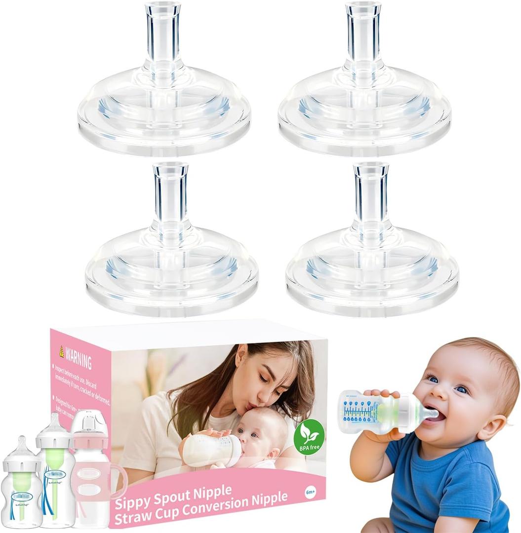 Sippy Nipple Compatible with Dr. Brown's Wide-Neck Baby Bottles & Sippy Spout Bottles (1 Count (Pack of 4))