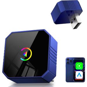 2026 Upgraded Mini Wireless CarPlay Adapter for CarPlay & Android Auto, Plug & Play, Fast, Auto Connect, No Latency 2in1 Car Play Wireless Adapter for iPhone iOS 10+ Android 11+ Information Display (Blue)