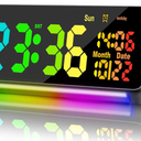 120db Super Loud Alarm Clocks for Heavy Sleepers adults , 15 Wake Up Sounds Alarm Clock for Heavy sleepers , 7 Color Night Light, Dynamic RGB Color , 0-100% Dimmer, Snooze, DST , Large LED Display
